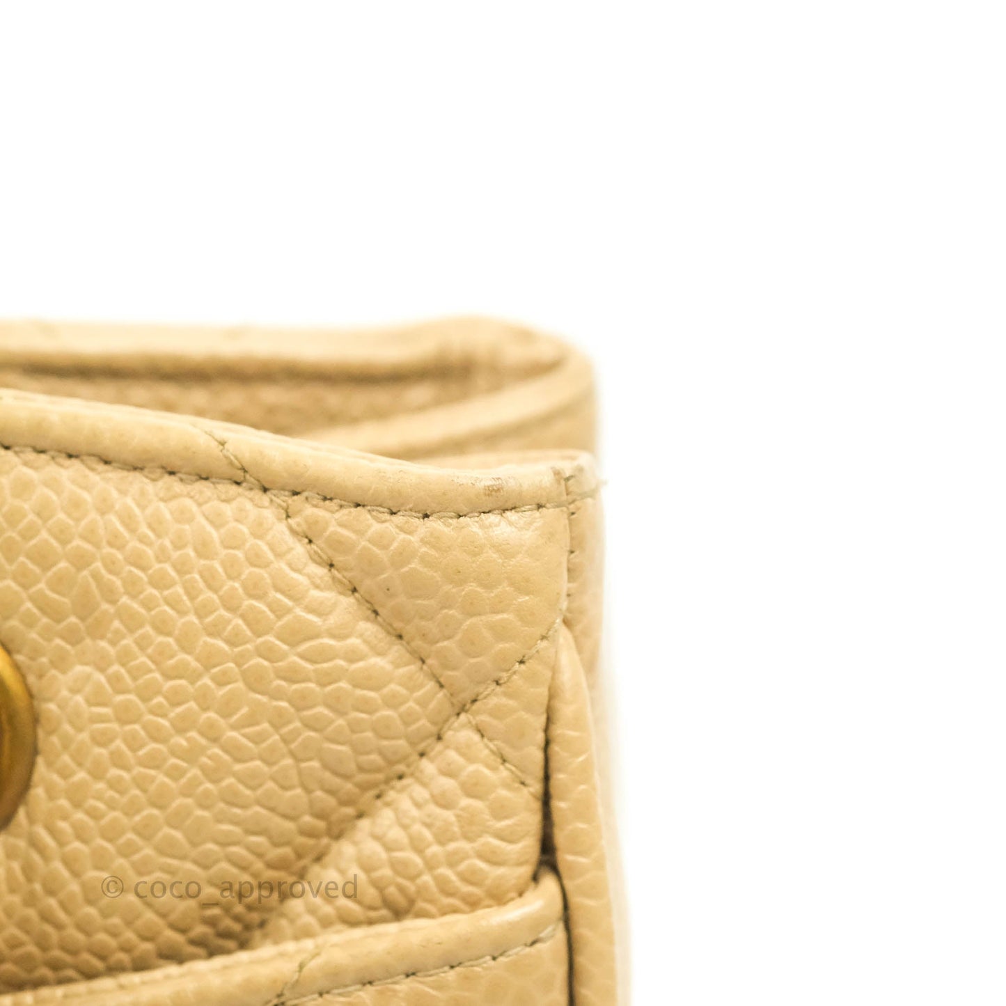 Chanel Vintage CC Quilted Tote Dark Beige Caviar 24K Gold Hardware