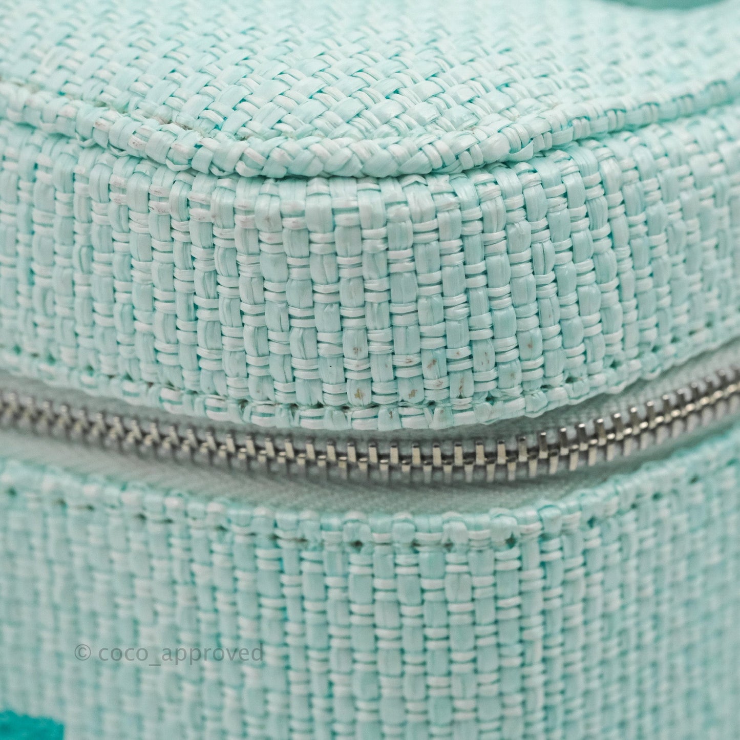 Chanel Deauville Vanity Pouch Mint Raffia Calfskin