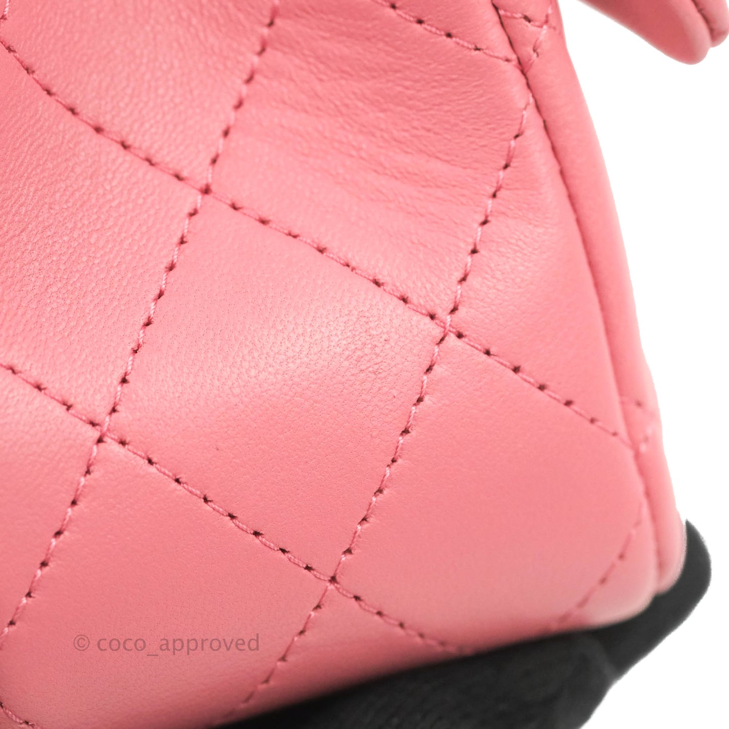 Chanel Top Handle Mini Rectangular Flap Bag Rosy Pink Lambskin Gold Hardware