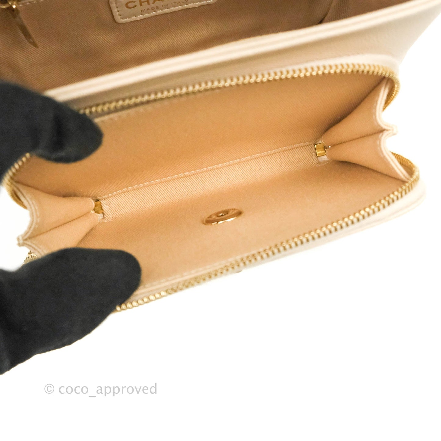 Chanel Quilted Small Business Affinity Flap Light Beige Caviar Gold Hardware