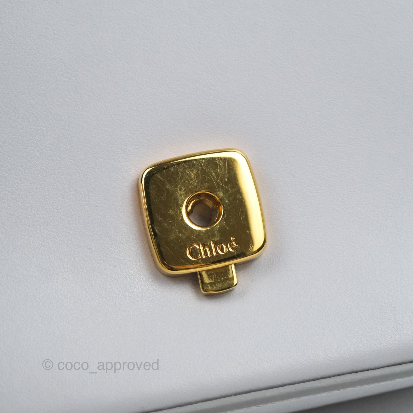 Chloé Mini C Bag Light Cloud Shiny/Suede Calfskin