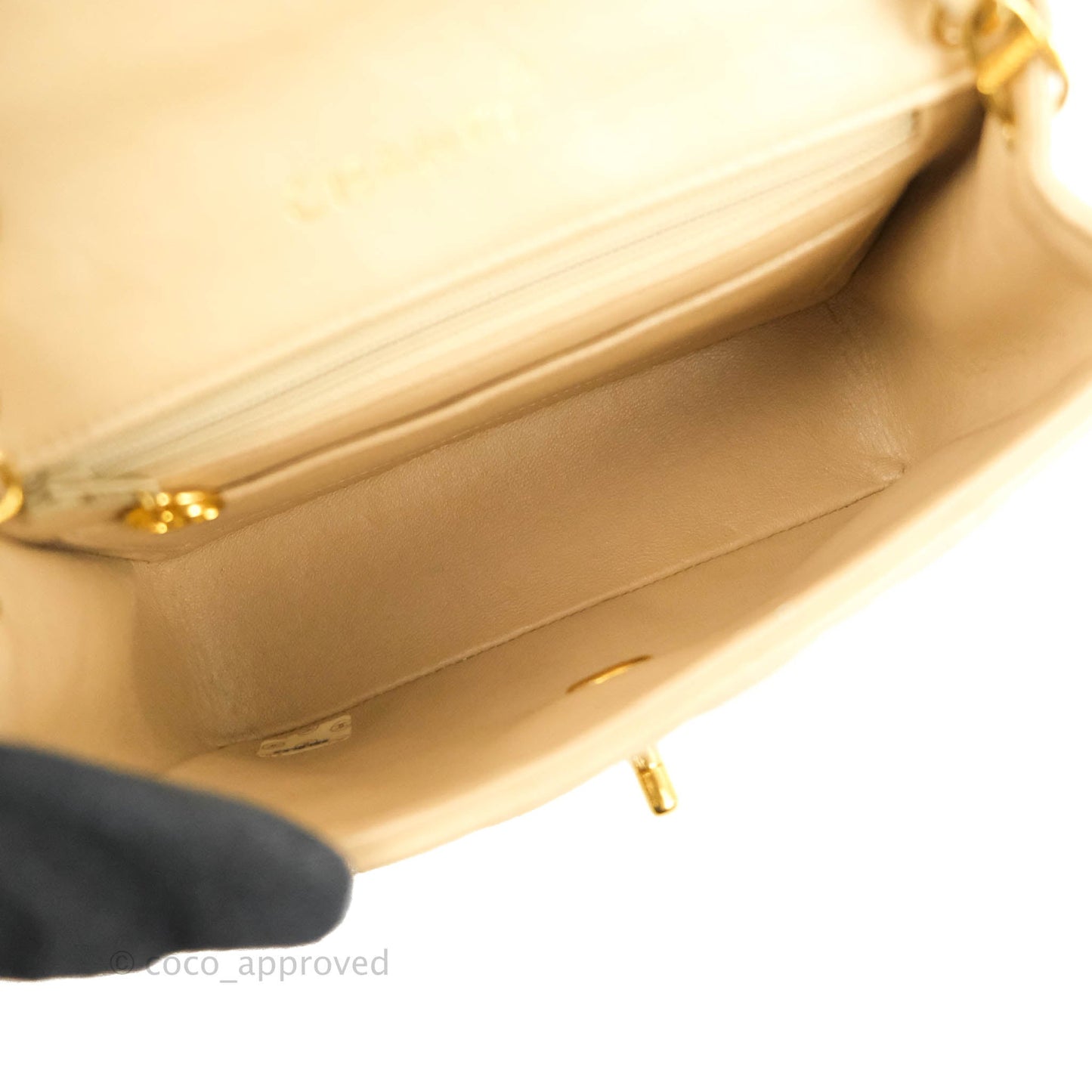 Chanel Vintage Mini Square Beige Lambskin 24K Gold Hardware