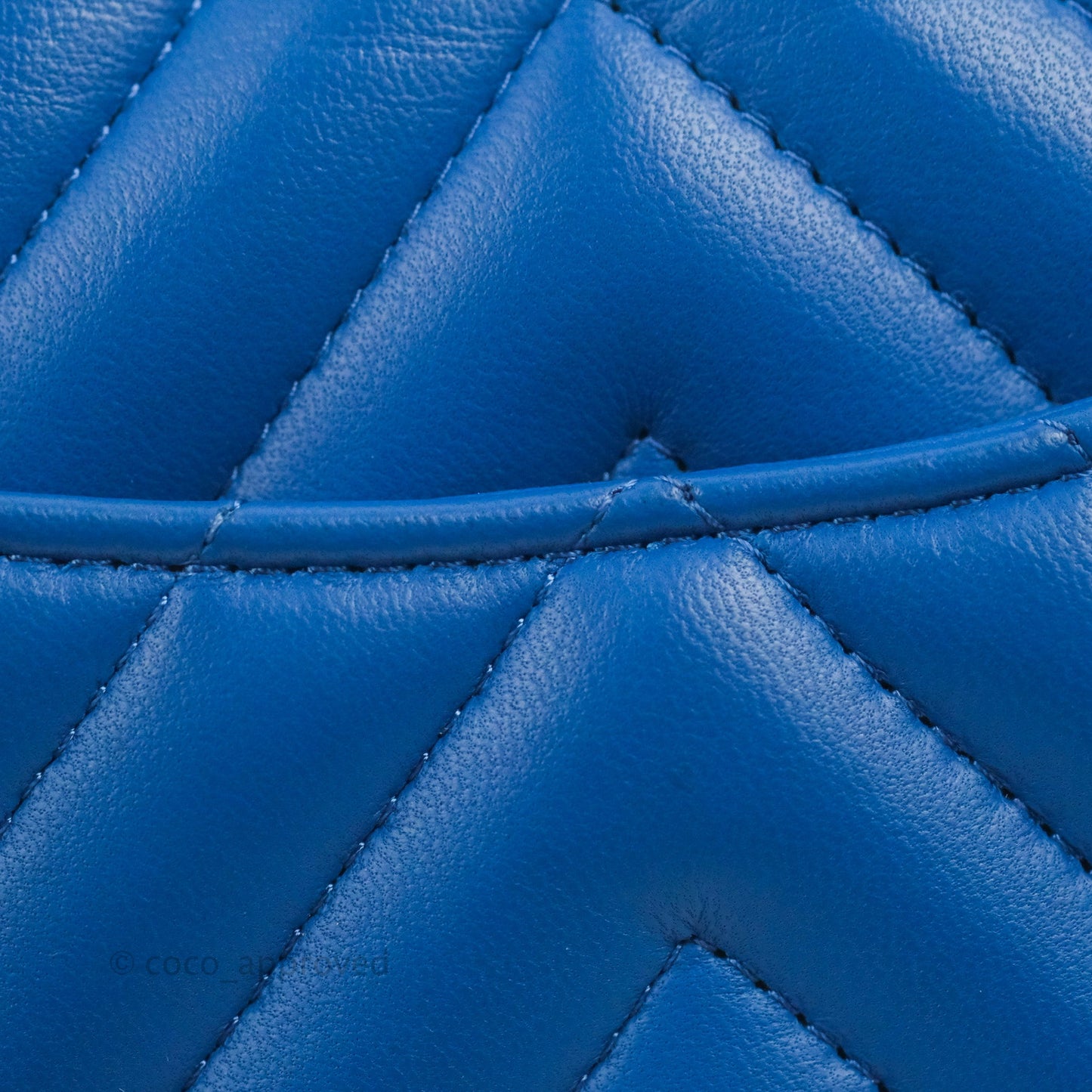 Chanel Chevron Mini Rectangular Flap Blue Lambskin Light Gold Hardware