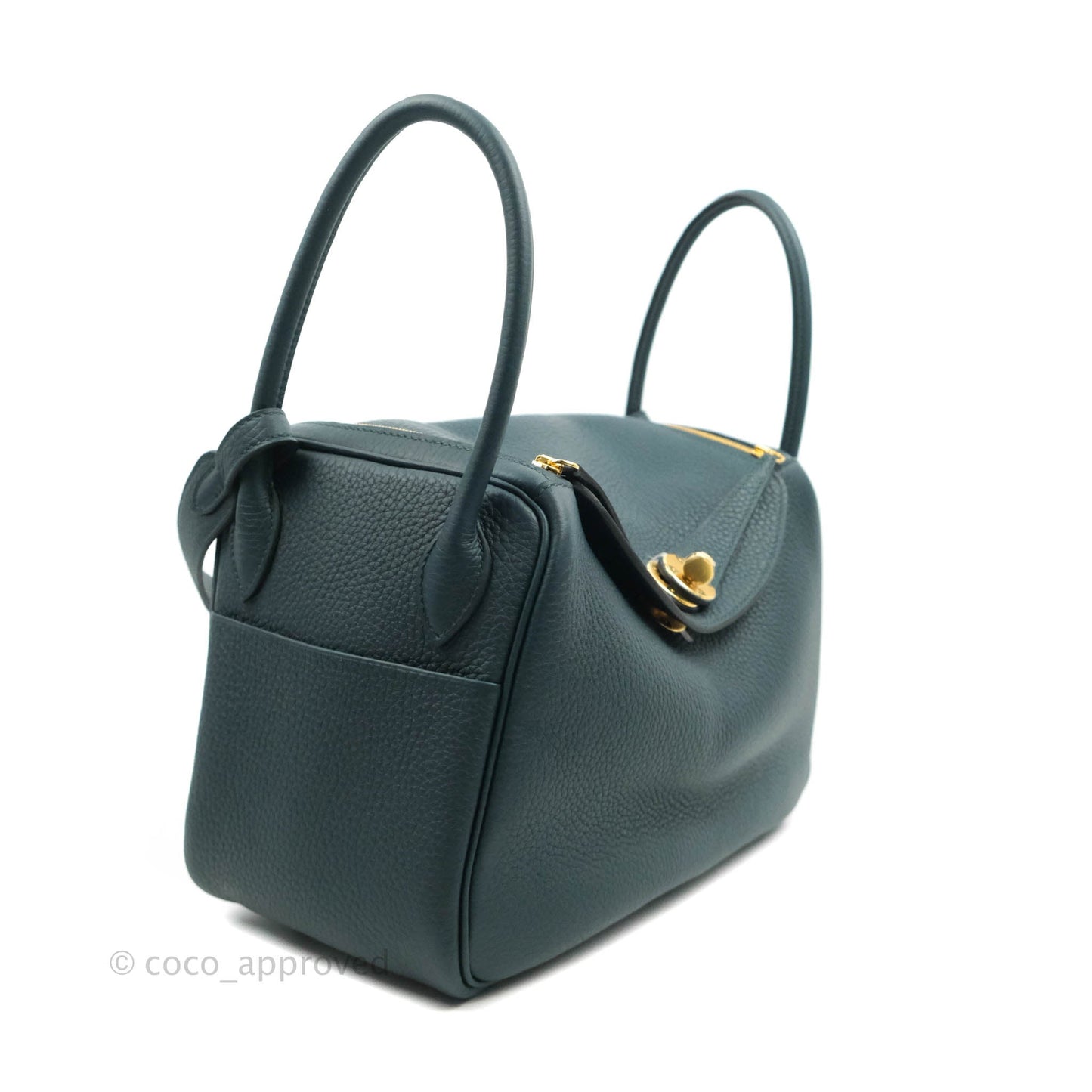 Hermès Lindy 26 Vert Cypress Clemence Gold Hardware