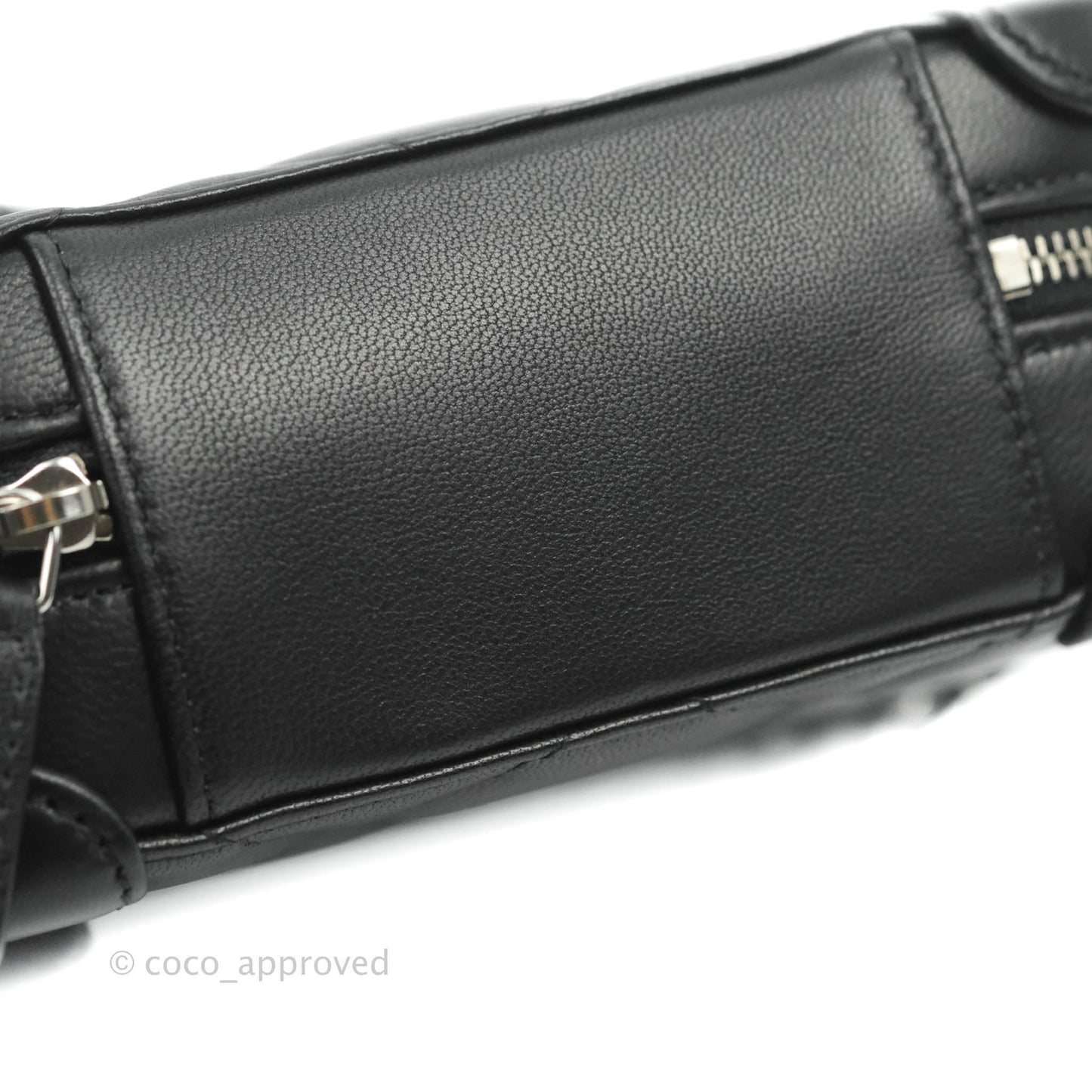 Chanel Mini Quilted Camera Case Black Lambskin Silver Hardware