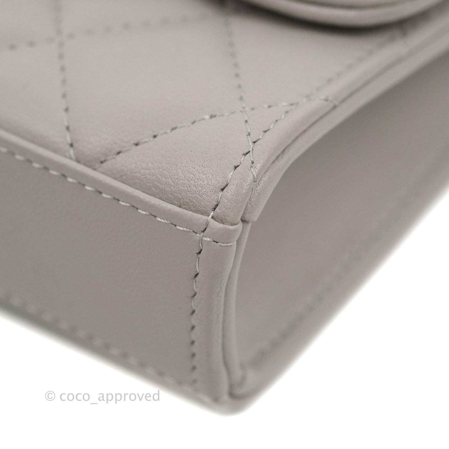 Chanel Mini Quilted Trendy CC Clutch With Chain Grey Lambskin Gold Hardware