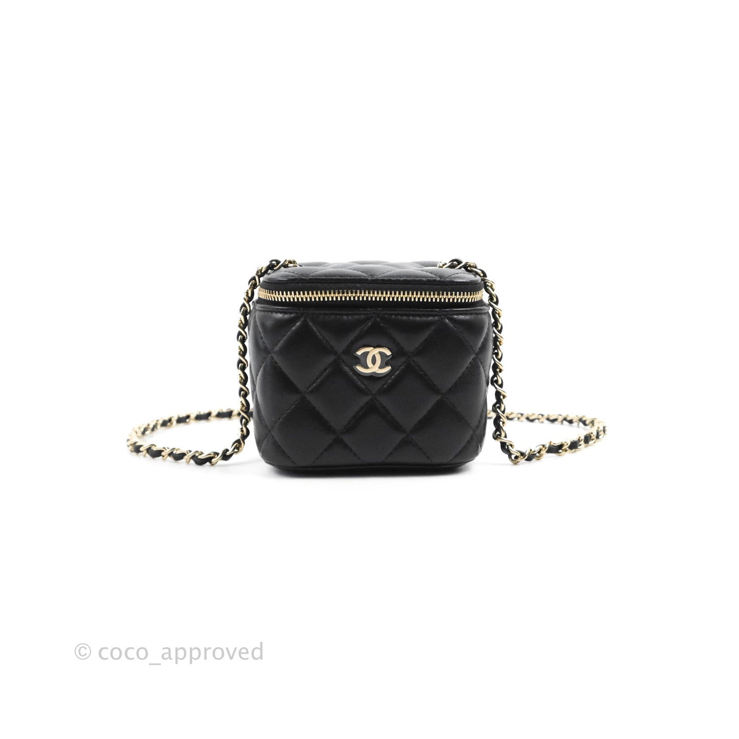 Chanel Mini Vanity With Chain Black Lambskin Gold Hardware