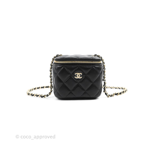 Chanel Mini Vanity With Chain Black Lambskin Gold Hardware