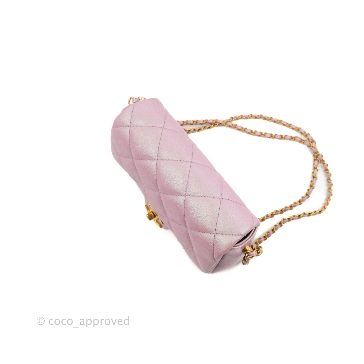 Chanel Quilted My Perfect Mini Iridescent Lilac Caviar Aged Gold Hardware 21K