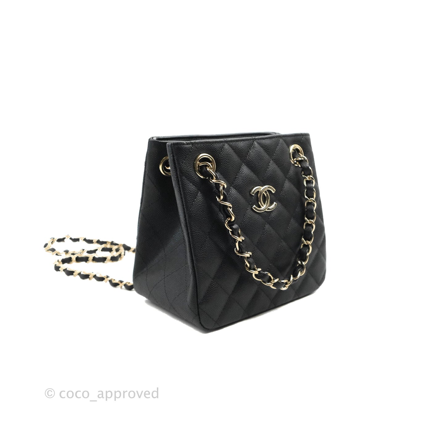 Chanel Mini Bucket Tote Black Caviar Gold Hardware 22S
