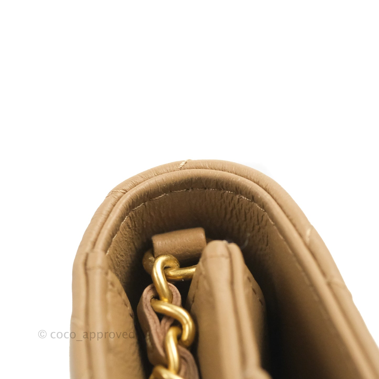 Chanel Quilted Pearl Crush Wallet on Chain WOC Beige Lambskin Aged Gold Hardware