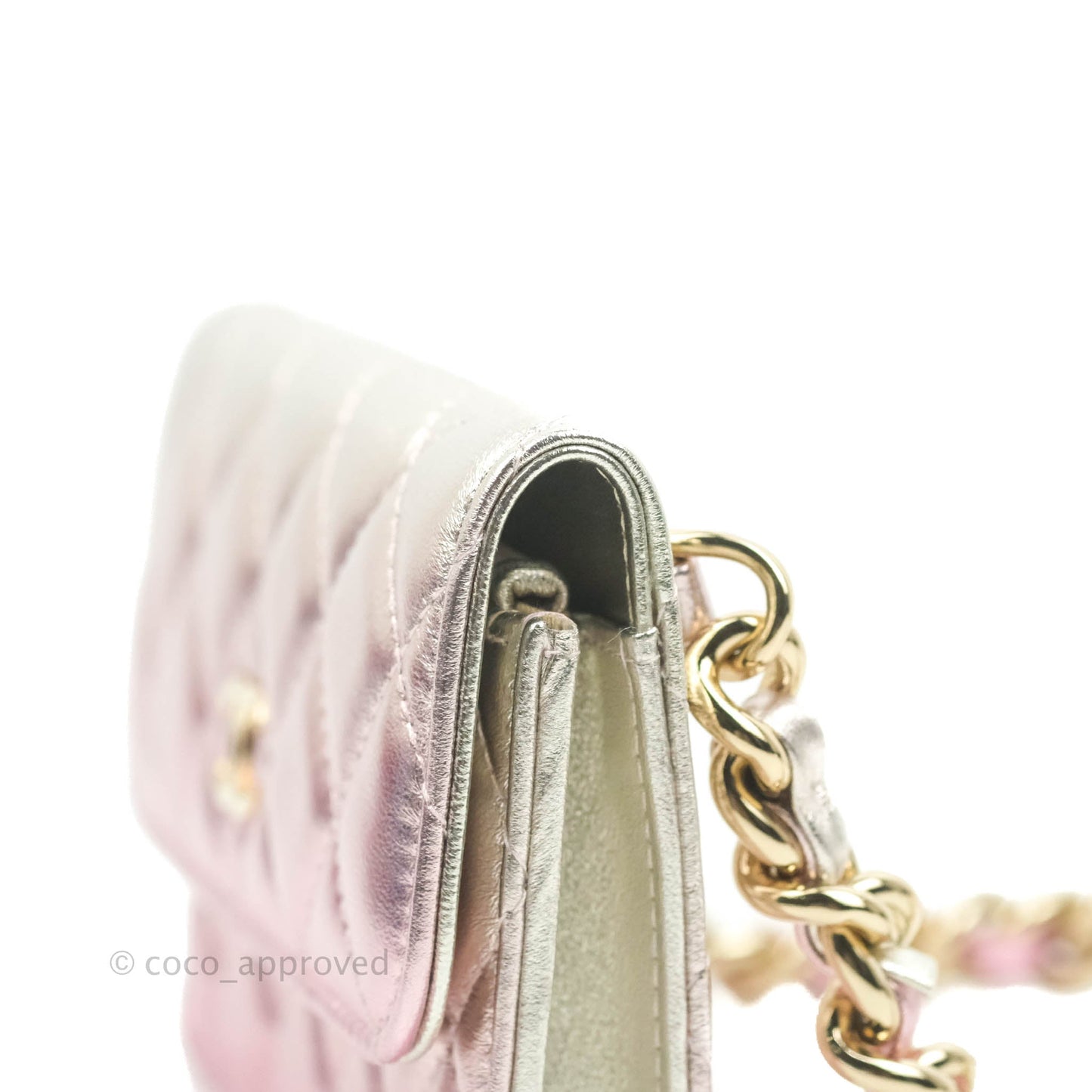 Chanel Quilted Clutch with Chain Metallic Gradient Pink/Silver Lambskin