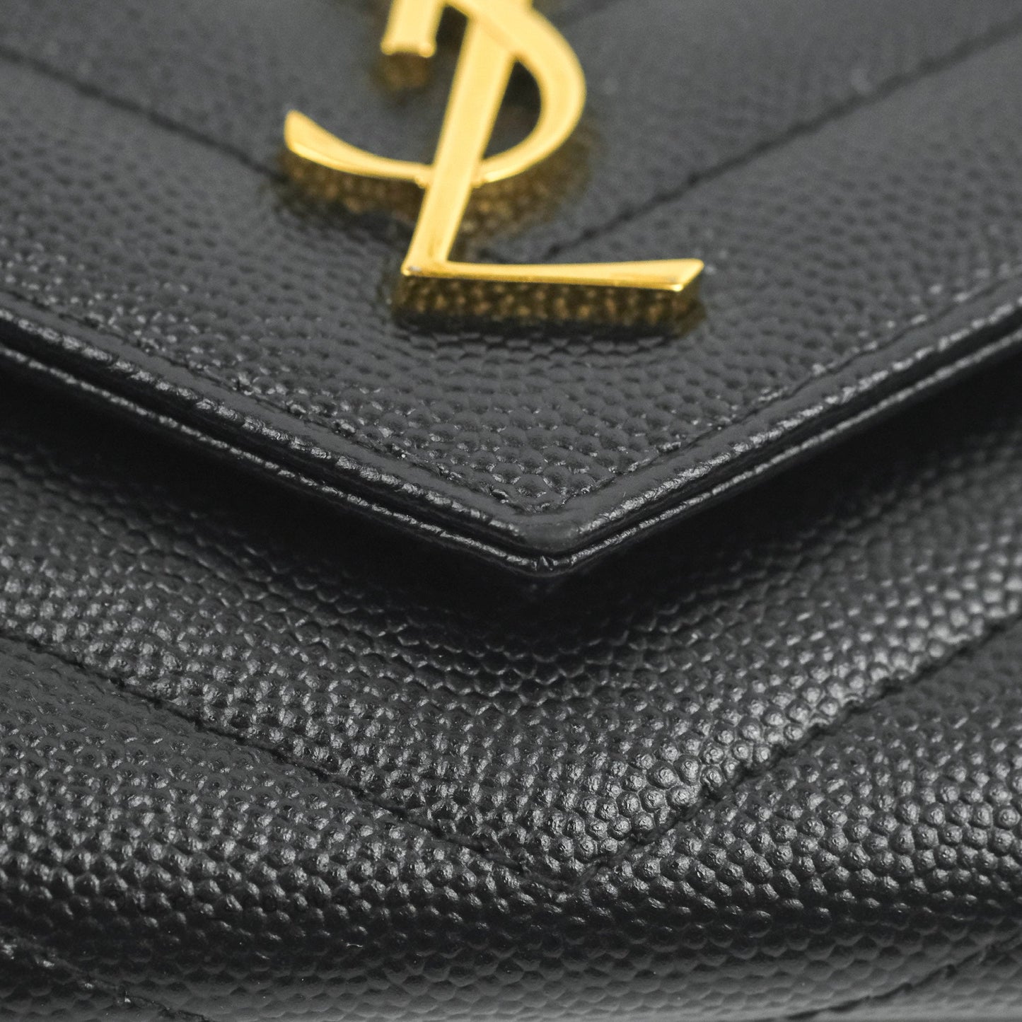 Saint Laurent Monogramme Envelope Wallet Black Grained Calfskin Gold Hardware