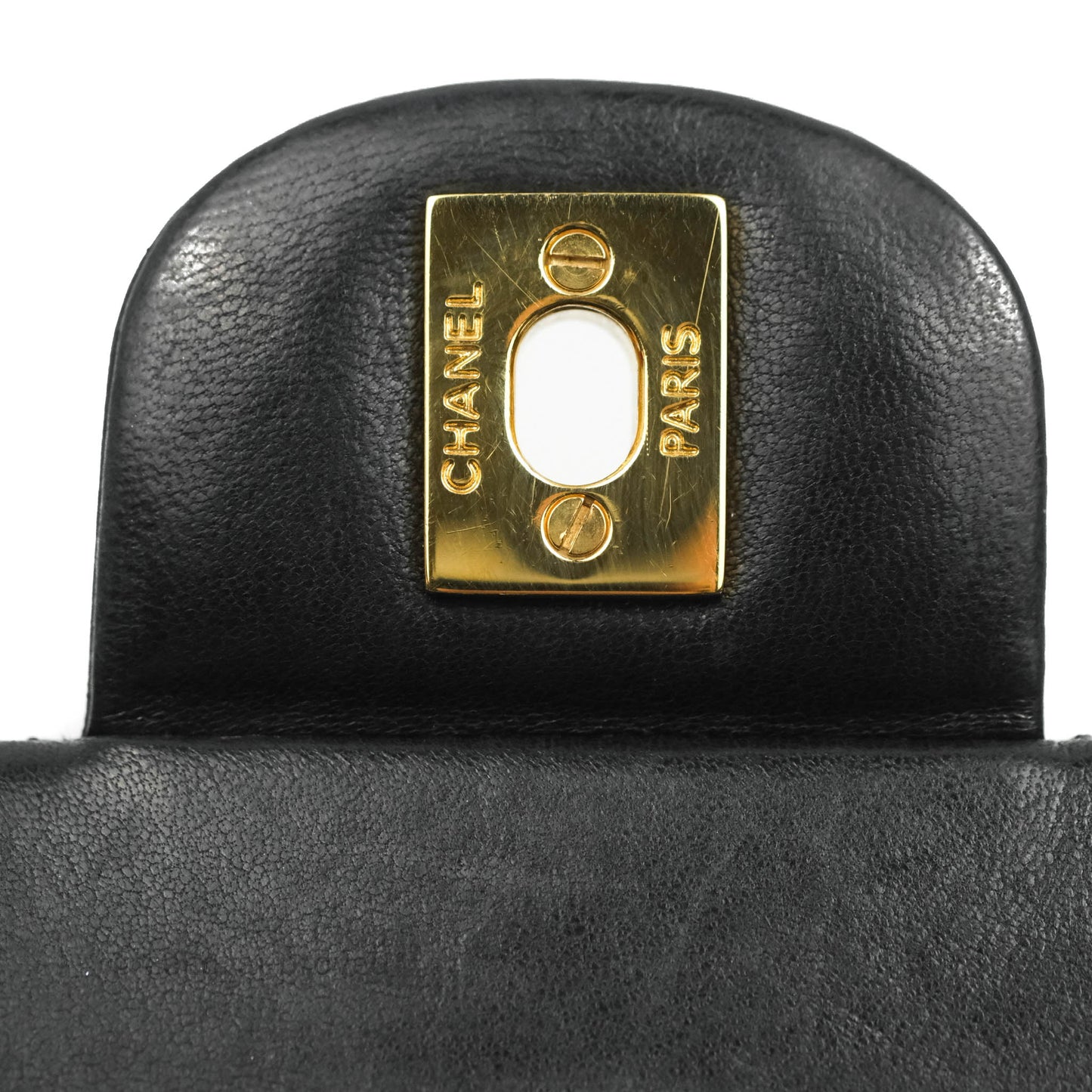 Chanel Classic M/L Medium Flap Quilted Black Lambskin 24K Gold Hardware