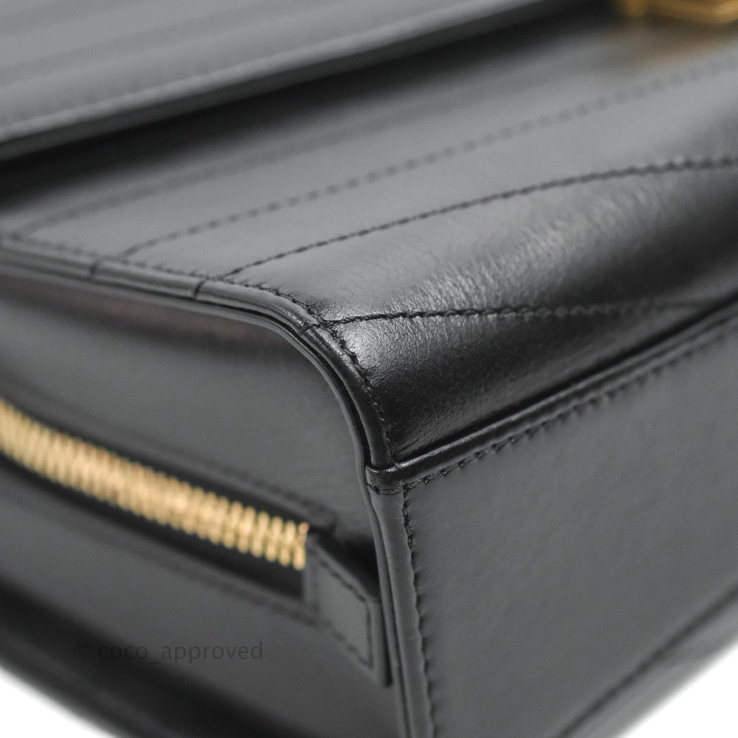 Chanel Medal Envelope Flap Bag Chevron Black Calfskin Aged Gold Hardware