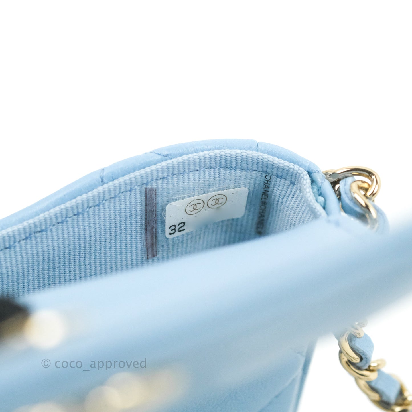Chanel Mini Clutch With Chain Blue Lambskin Gold Hardware