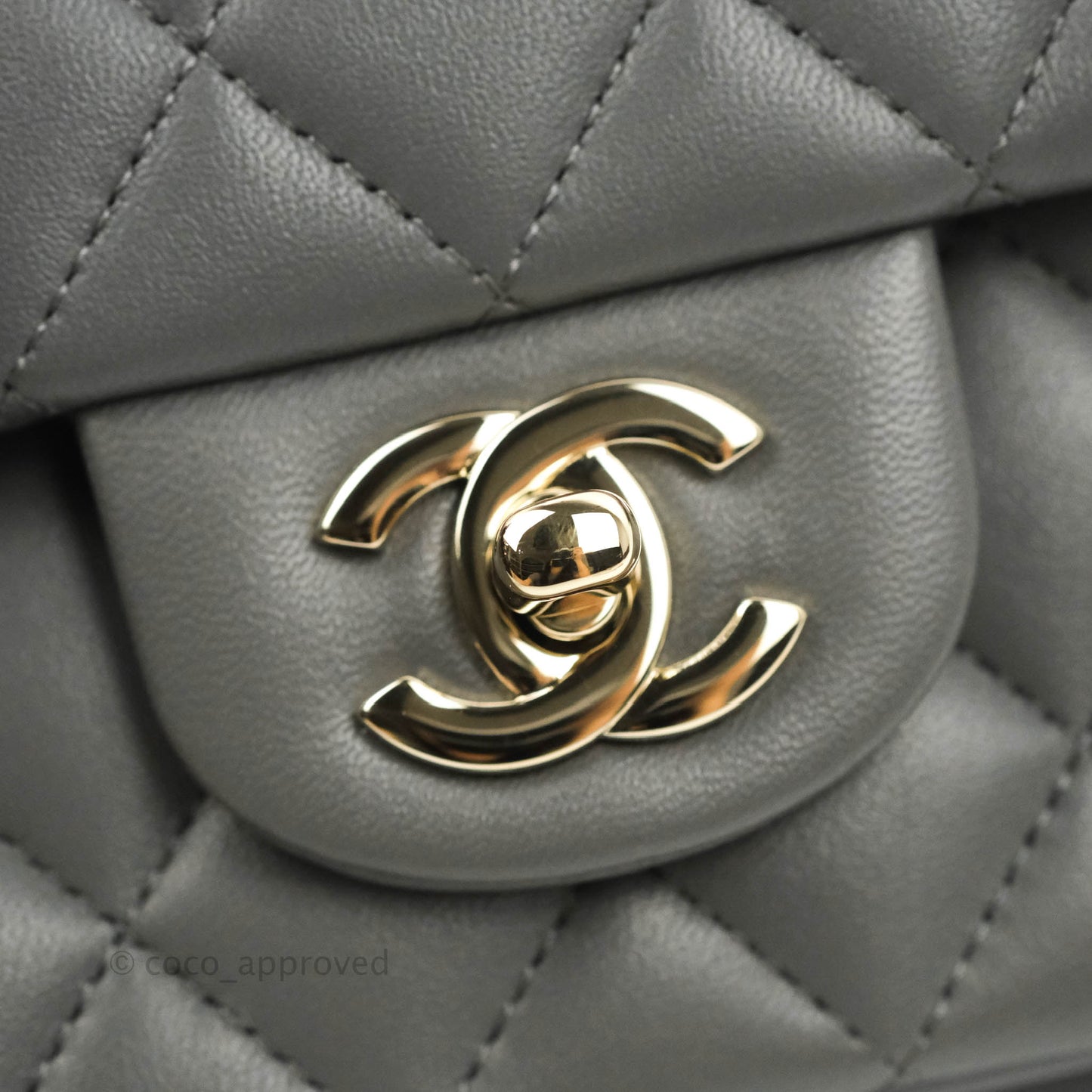 Chanel Top Handle Mini Rectangular Flap Bag Grey Lambskin Gold Hardware