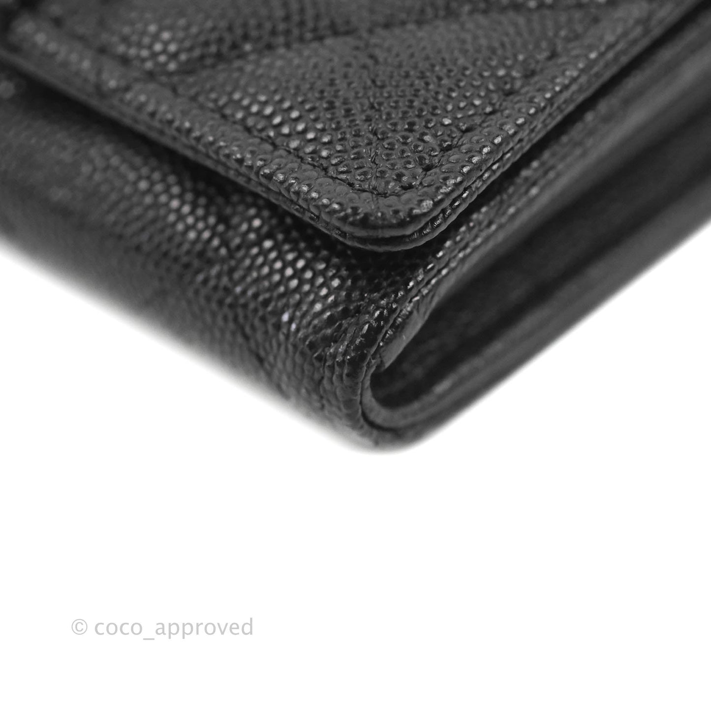Chanel Quilted Pocket Long Wallet On Chain Black Caviar Gold Hardware 22A