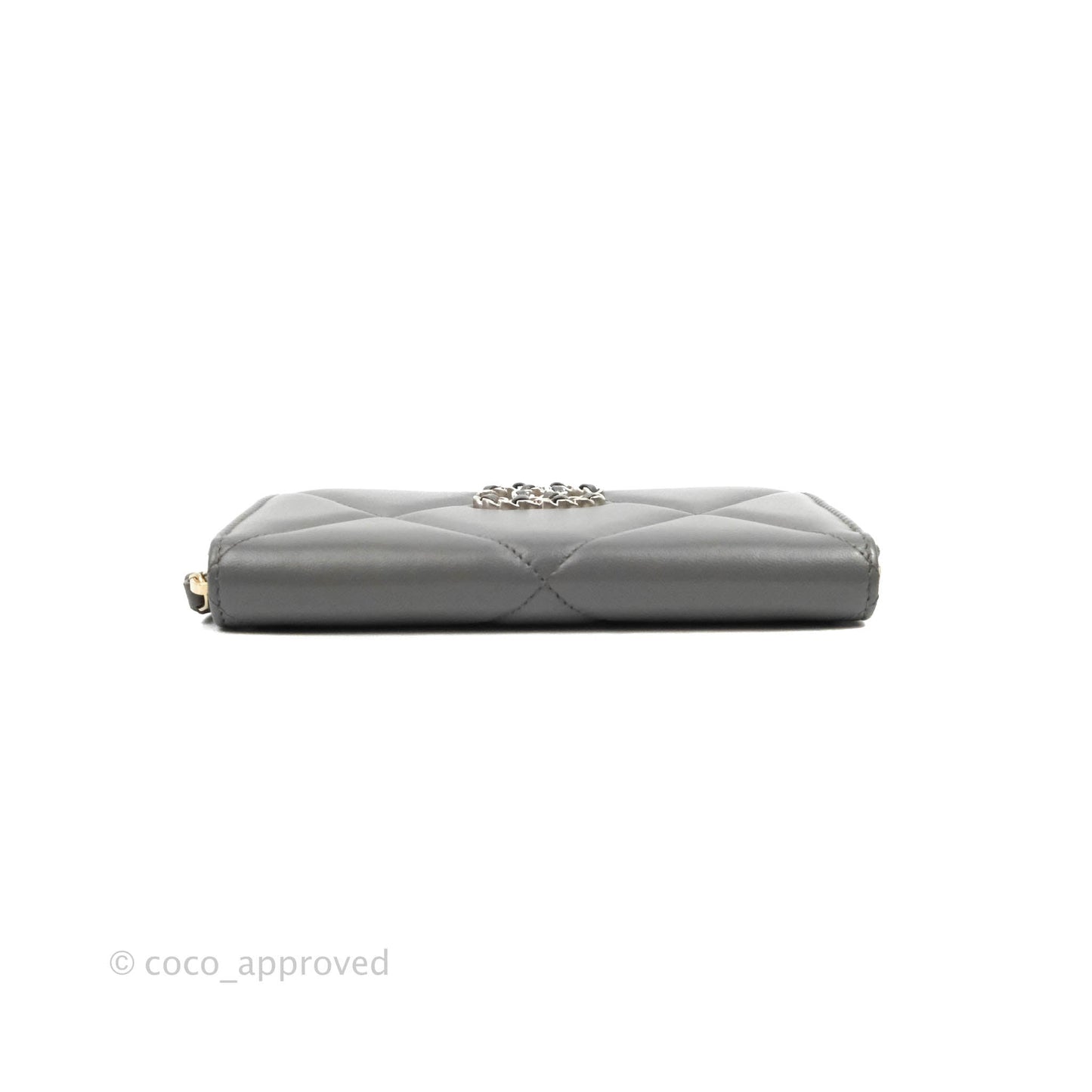Chanel Quilted 19 Zipped Wallet Grey Lambskin
