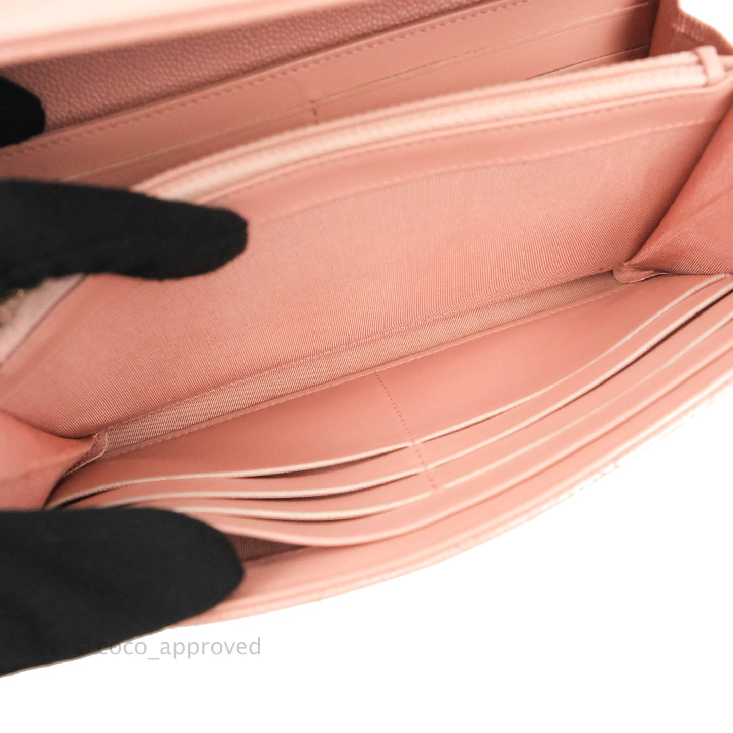 Chanel Quilted Boy Flap Long Wallet Pink Caviar Aged Gold Hardware