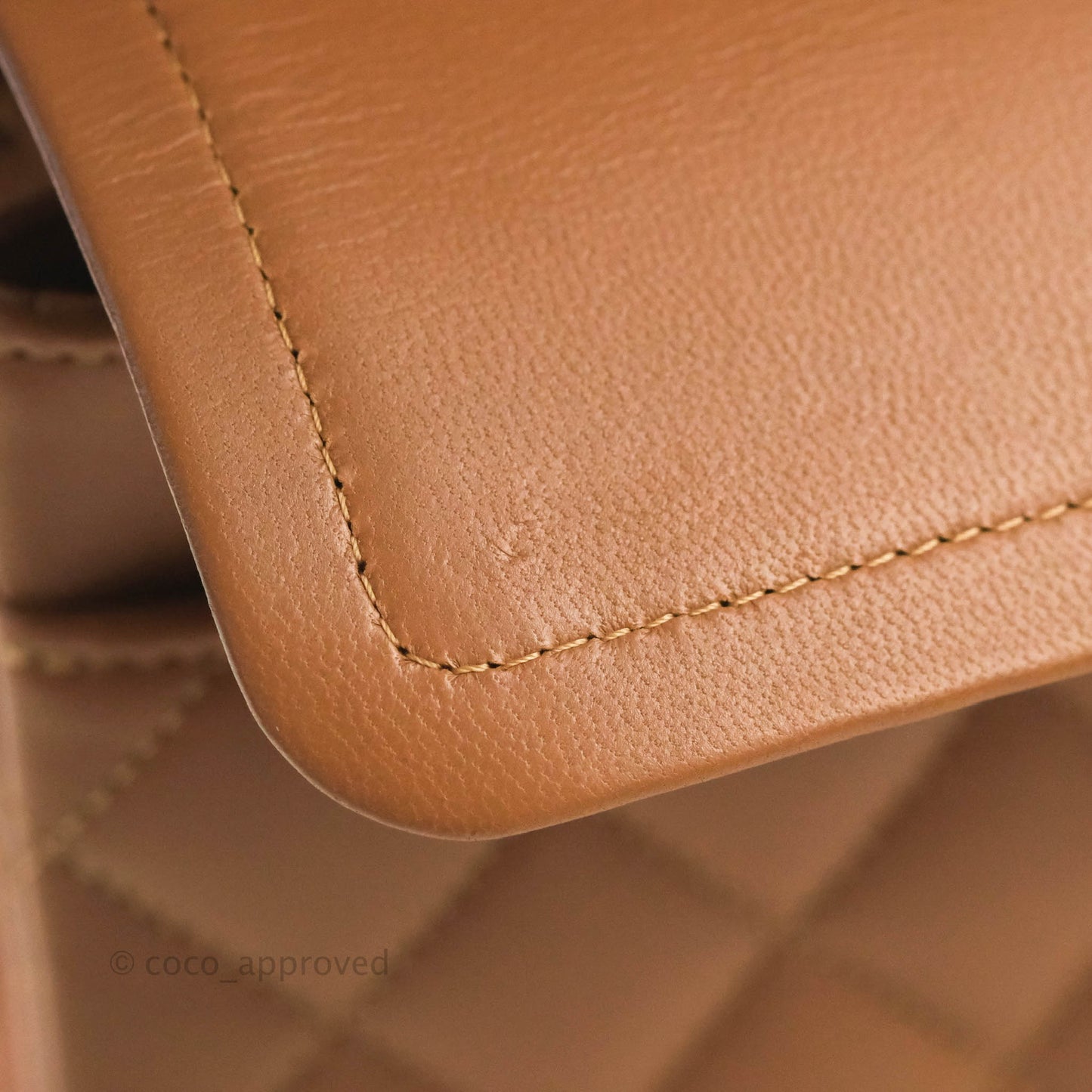 Chanel Small Classic Quilted Flap Dark Beige Caramel Lambskin Gold Hardware 22S