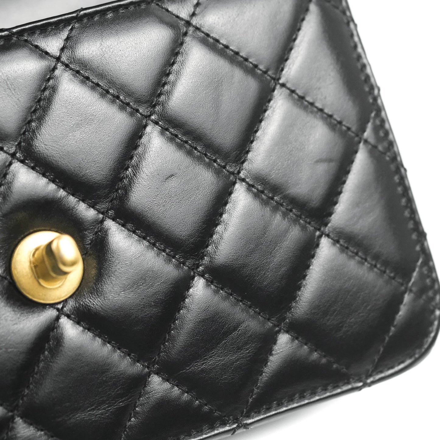 Chanel Mini Flap Bag Black Calfskin Aged Gold Hardware 21B