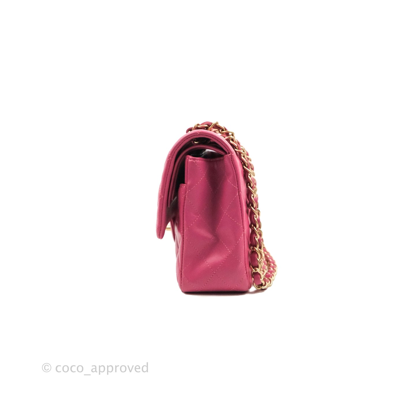 Chanel Classic M/L Medium Double Flap Pink Lambskin Matte Gold Hardware