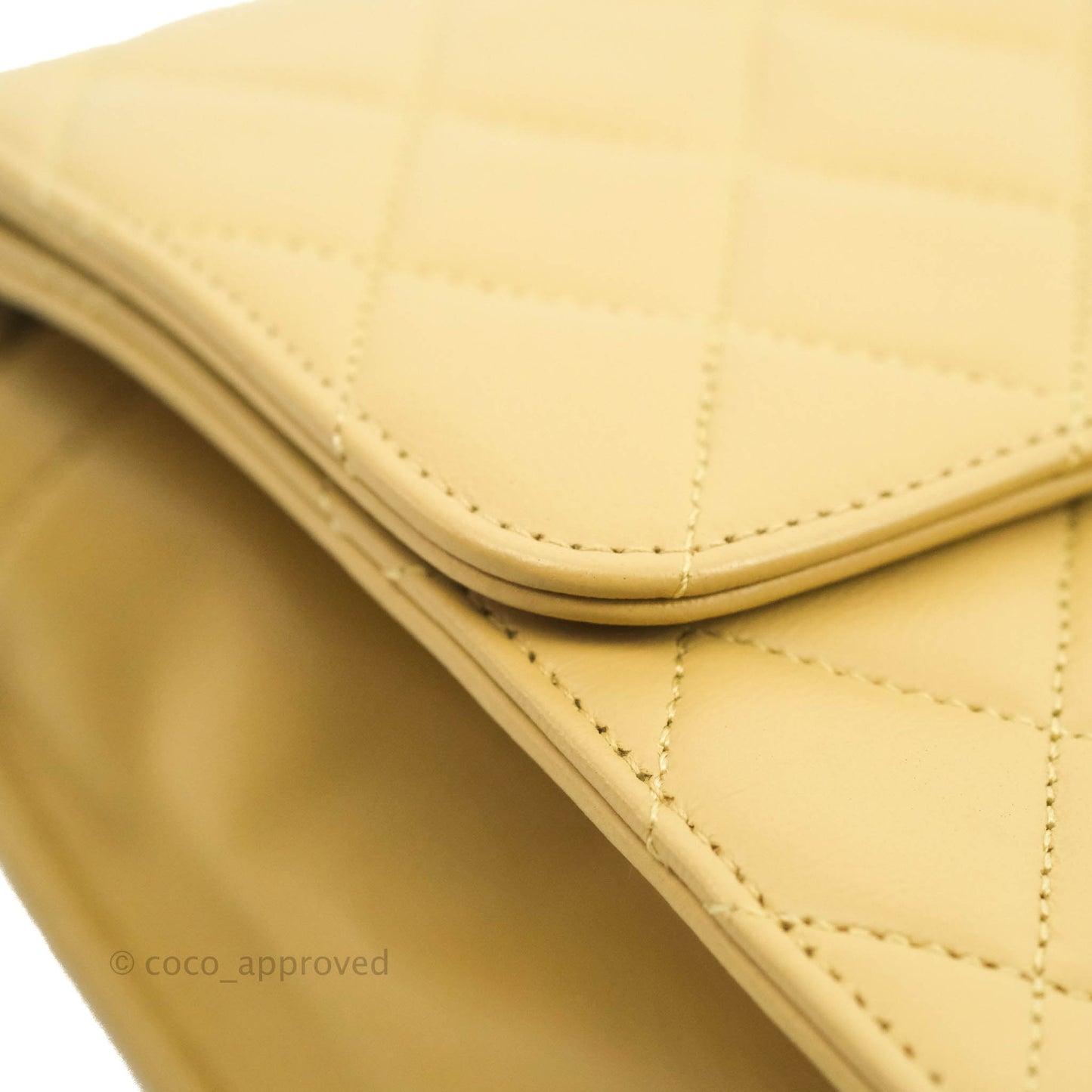 Chanel Vintage Single Flap Beige Lambskin 24K Gold Hardware