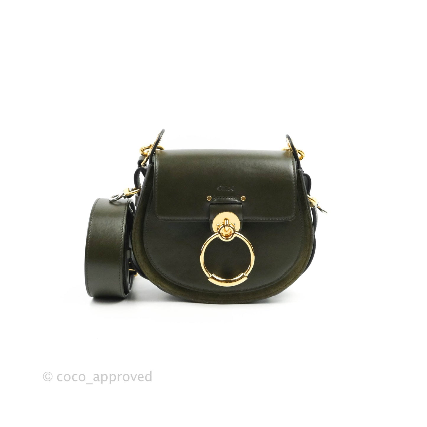 Chloé Small Tess Bag Dark Green Calfskin Suede