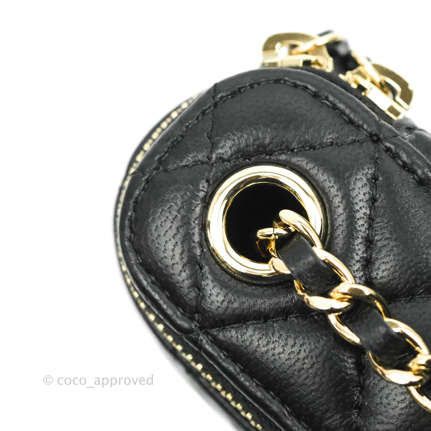 Chanel Classic Mini Vanity With Chain Black Lambskin Gold Hardware