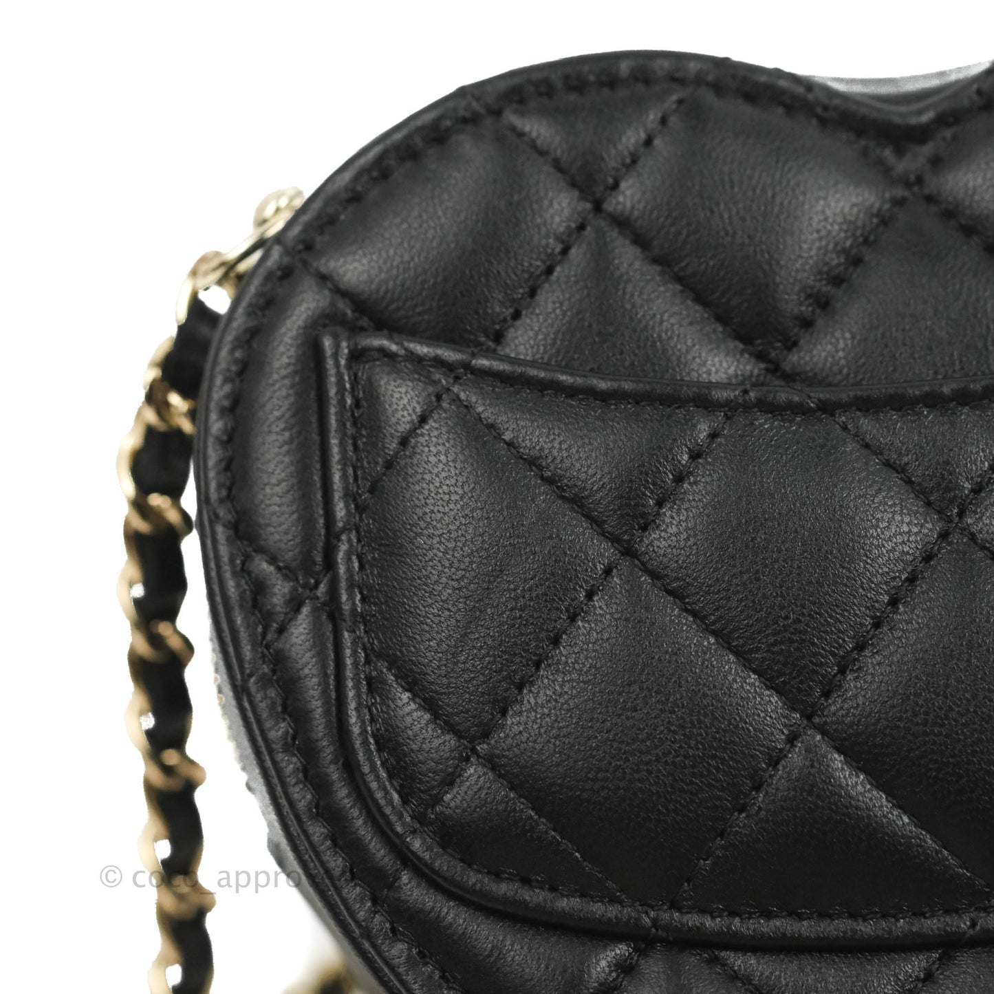 Chanel Small Heart Bag Black Lambskin Gold Hardware 22S