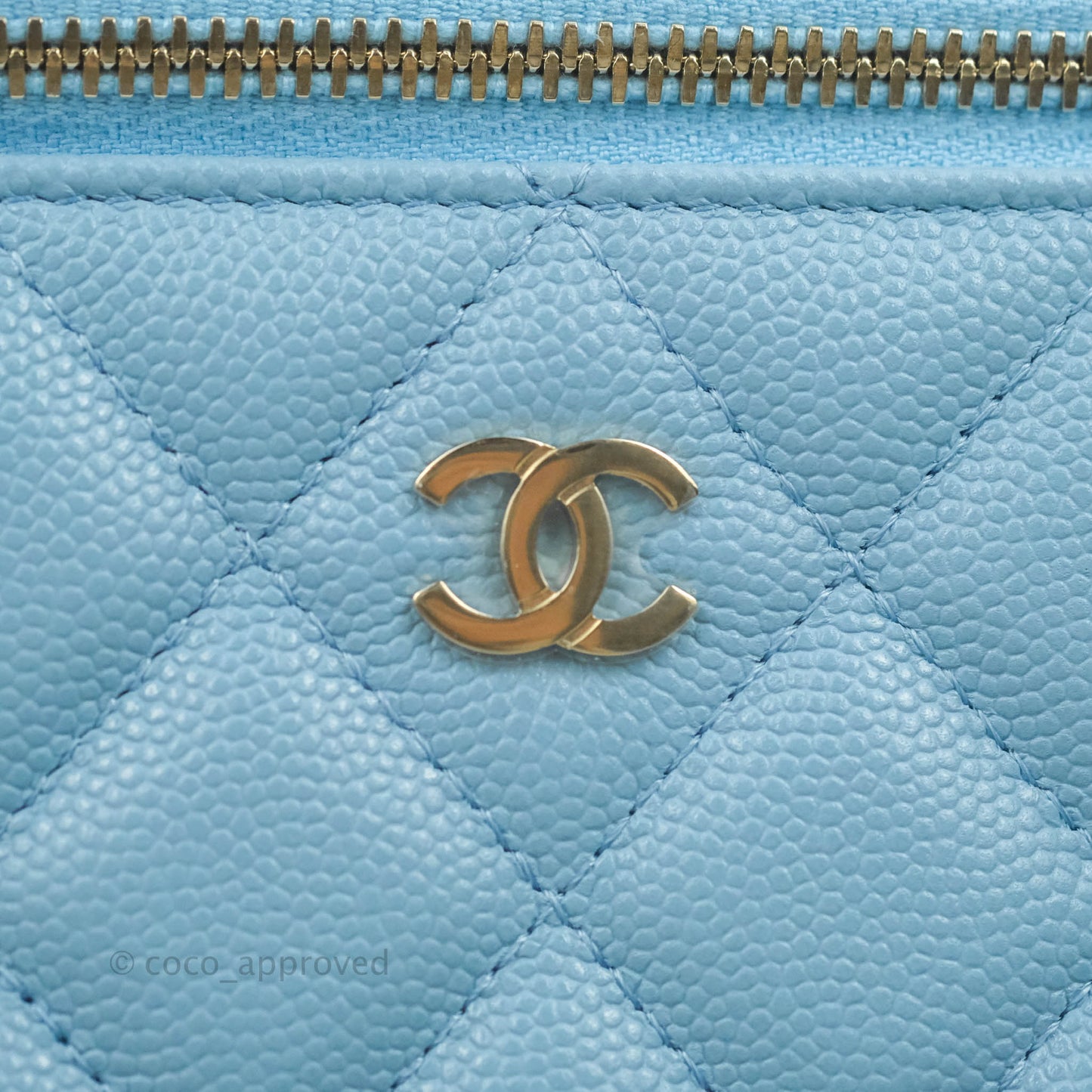 Chanel Vanity with Chain Blue Caviar Gold Hardware 22S