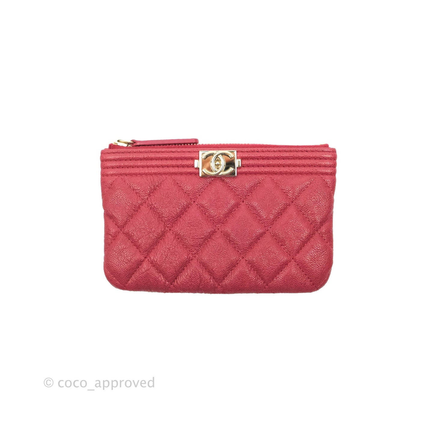 Chanel Mini Boy O Case Red Aged Caviar Gold Hardware