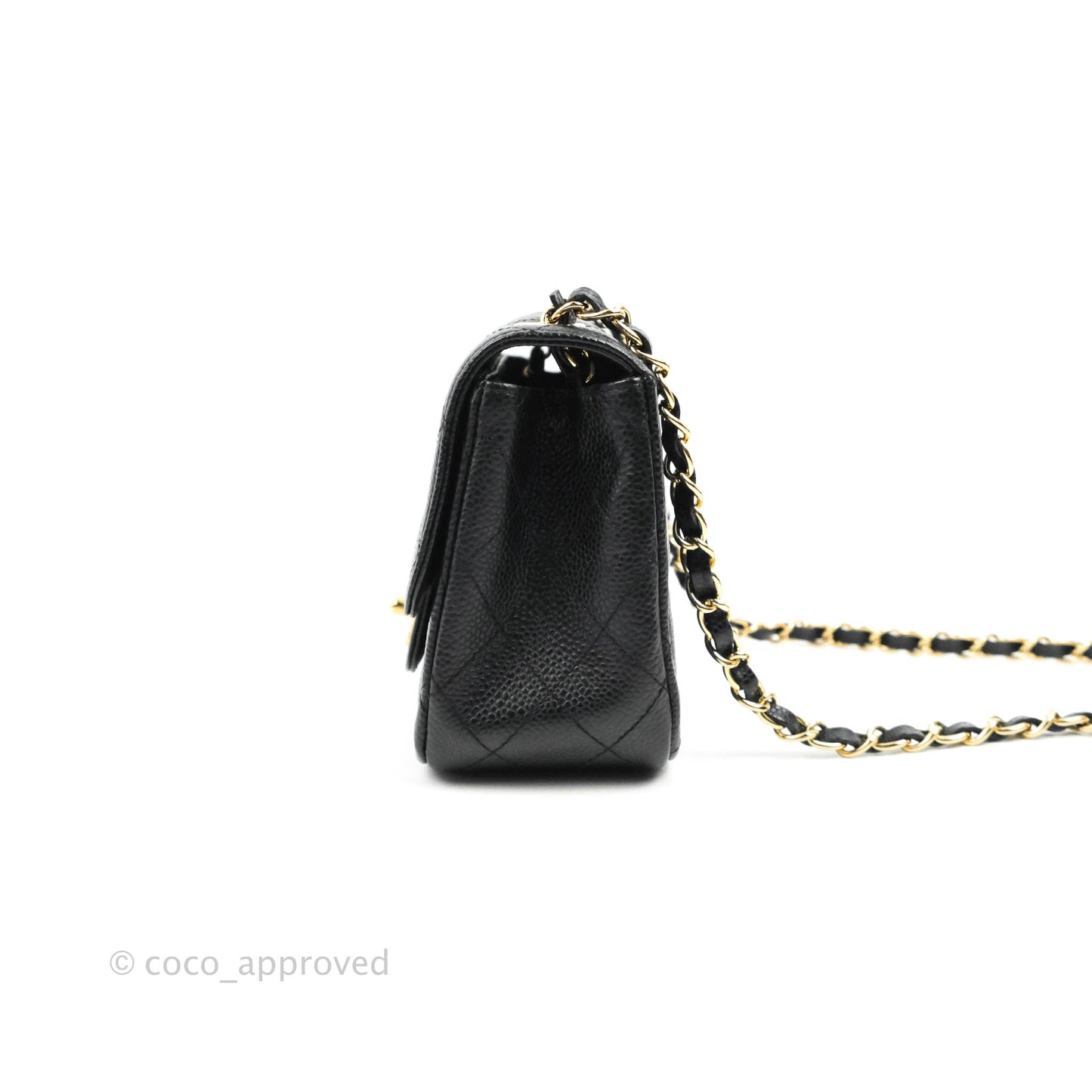 Chanel Quilted Mini Square Flap Bag Black Caviar 24K Gold Hardware