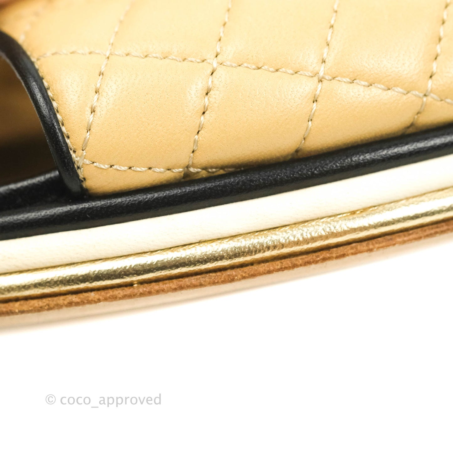 Chanel Beige Black Quilted Leather CC Block Heel Ankle Strap Sandal Size 38