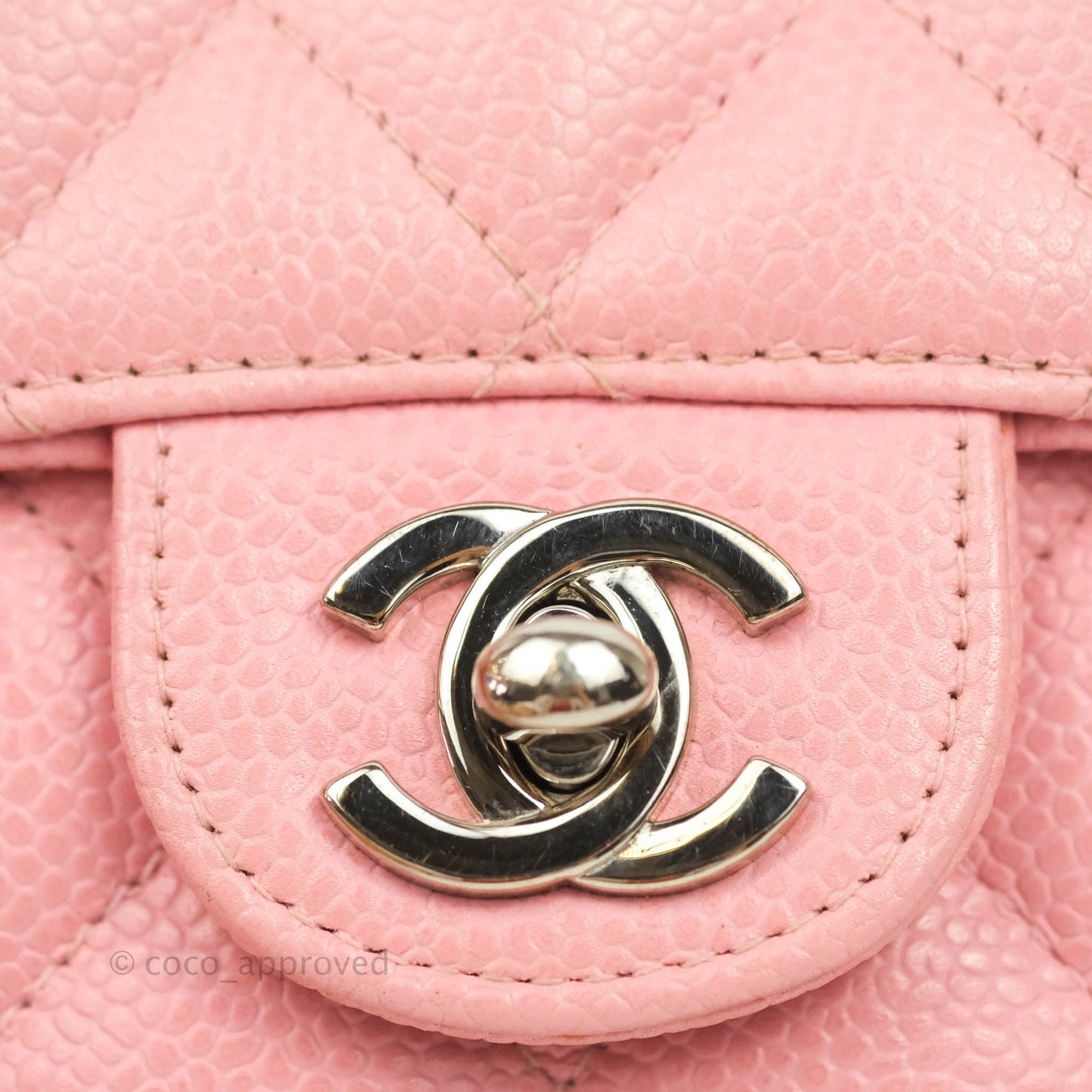 Chanel Quilted Vintage Mini Square Flap Pink Caviar Silver Hardware