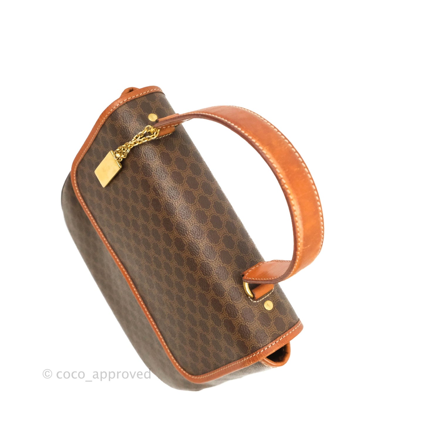 Celine Vintage Brown Canvas Top Handle Bag