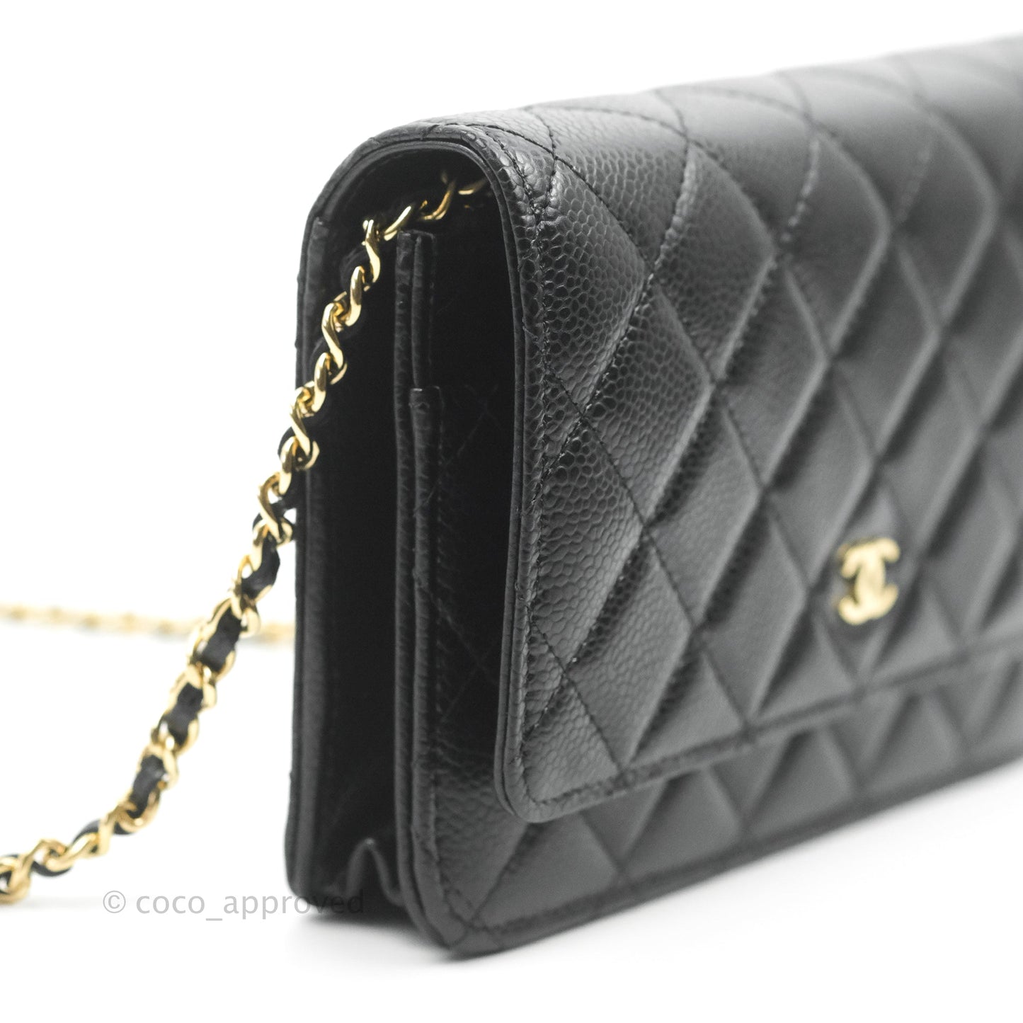 Chanel Quilted WOC Black Caviar Gold Hardware