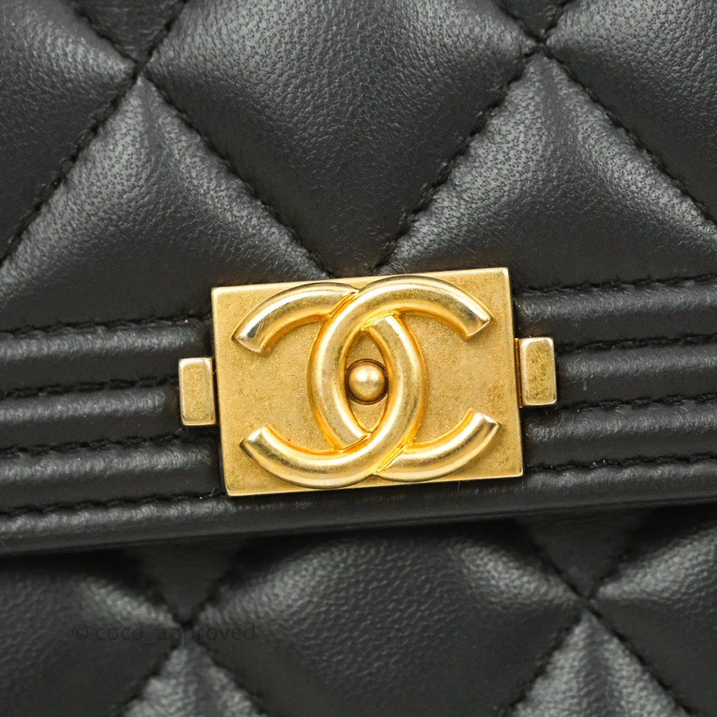 Chanel Quilted Boy Flap Long Wallet Dark Purple Lambskin Gold Hardware
