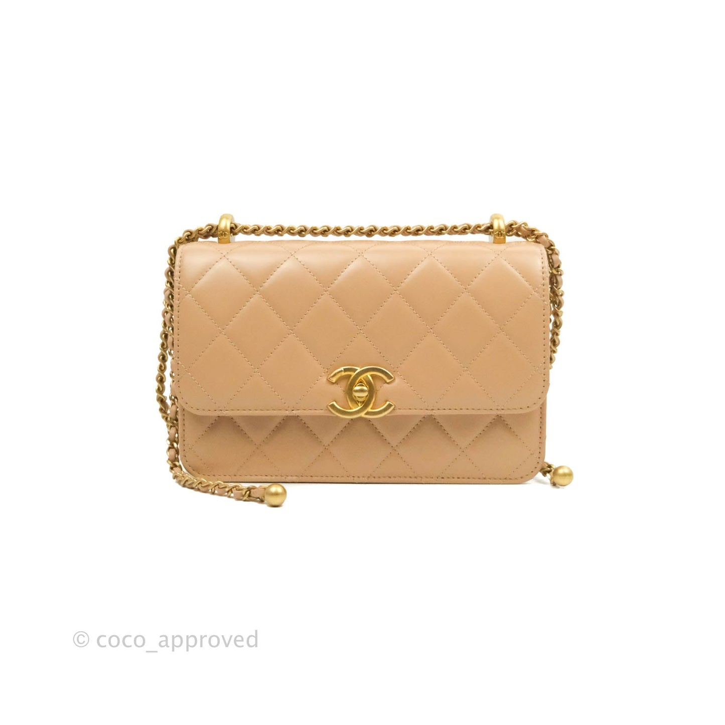 Chanel Quilted Small Perfect Fit Adjustable Beige Calfskin Gold Hardware 21A