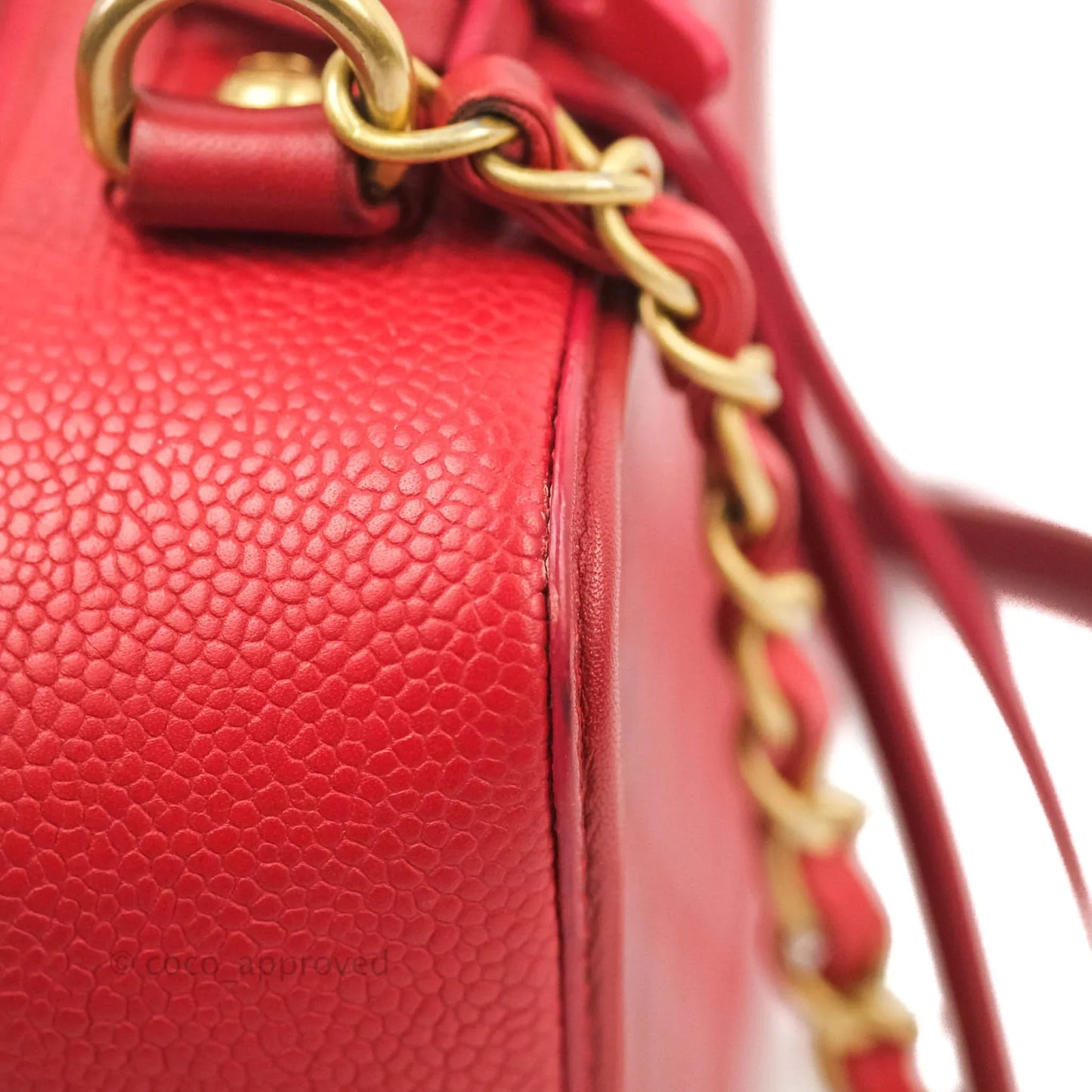 Chanel Quilted Medium CC Filigree Vanity Case Red Caviar Gold Hardware