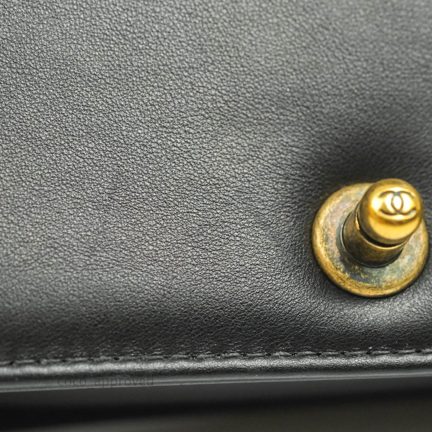 Chanel Small Boy Black Calfskin Aged Gold Hardware