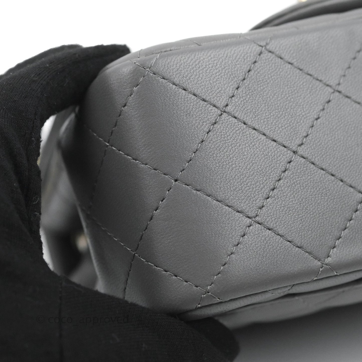 Chanel Quilted Mini Square Dark Grey Lambskin Gold Hardware