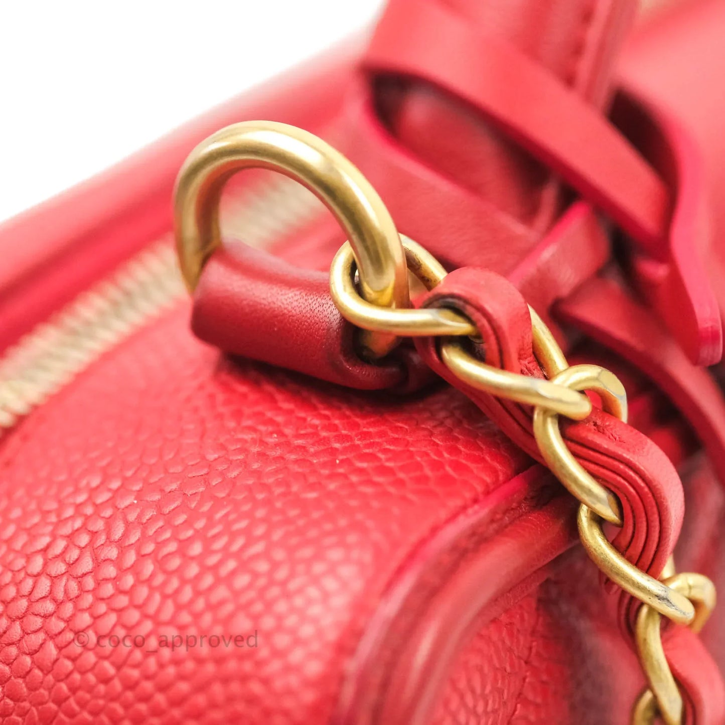Chanel Quilted Medium CC Filigree Vanity Case Red Caviar Gold Hardware