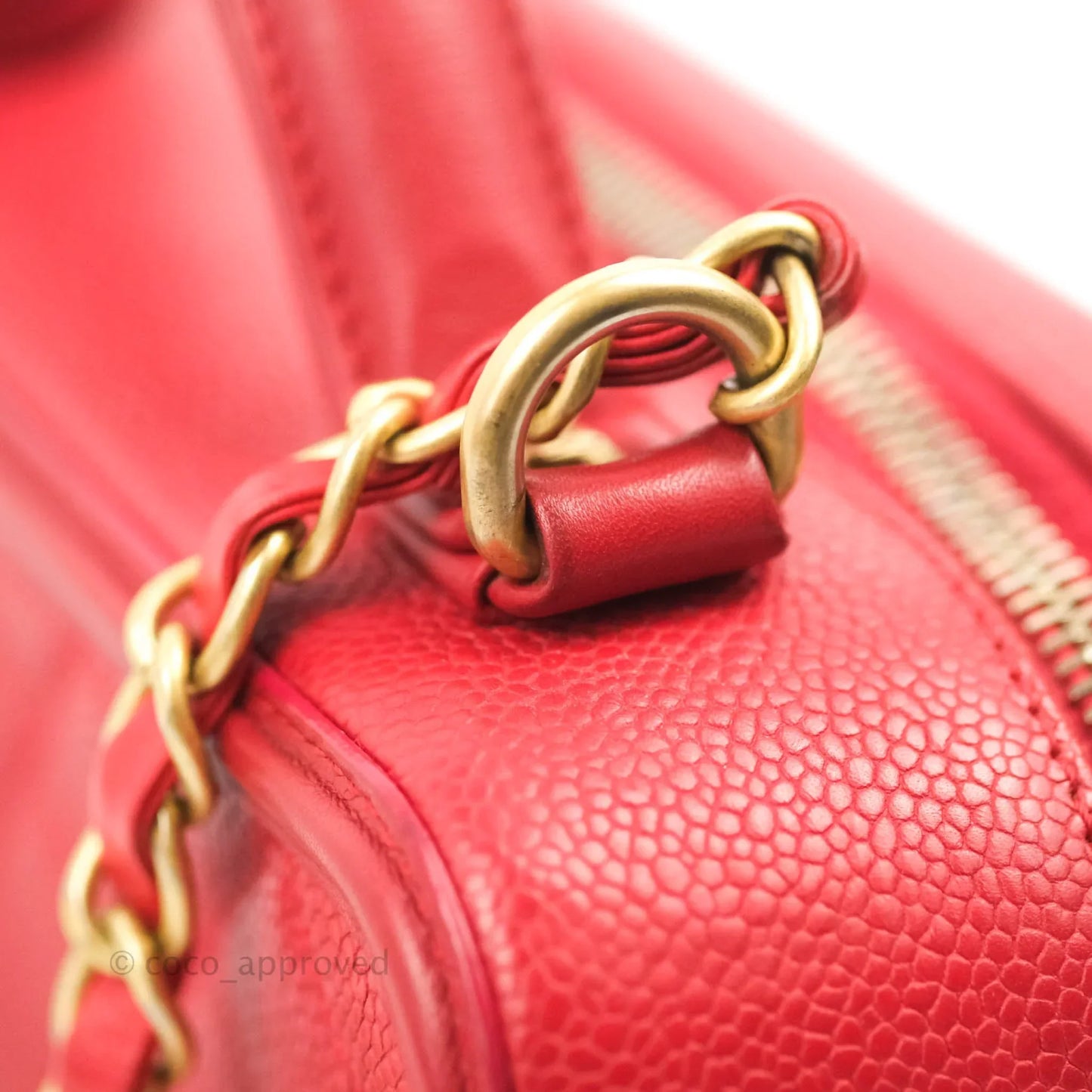 Chanel Quilted Medium CC Filigree Vanity Case Red Caviar Gold Hardware