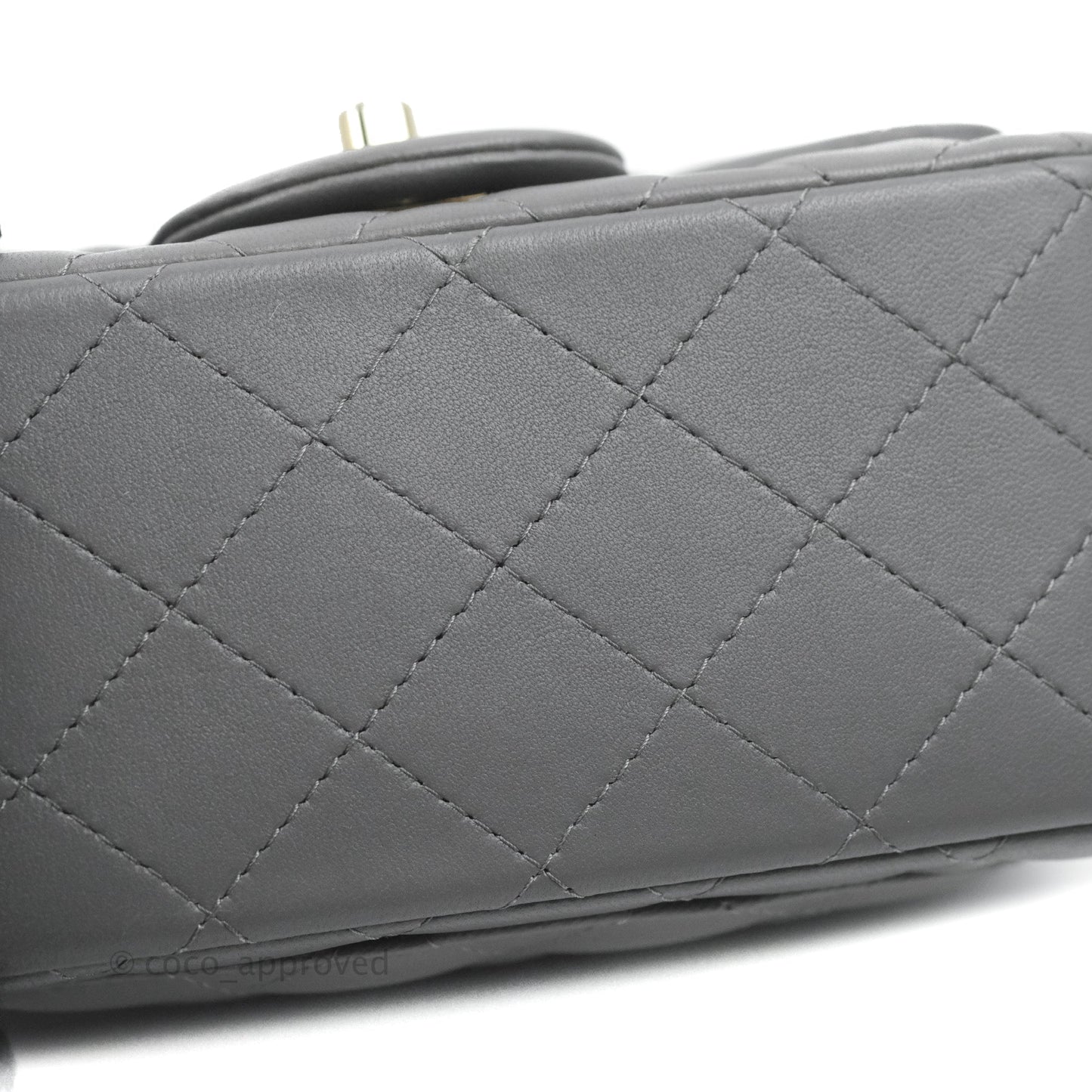 Chanel Quilted Mini Square Dark Grey Lambskin Gold Hardware