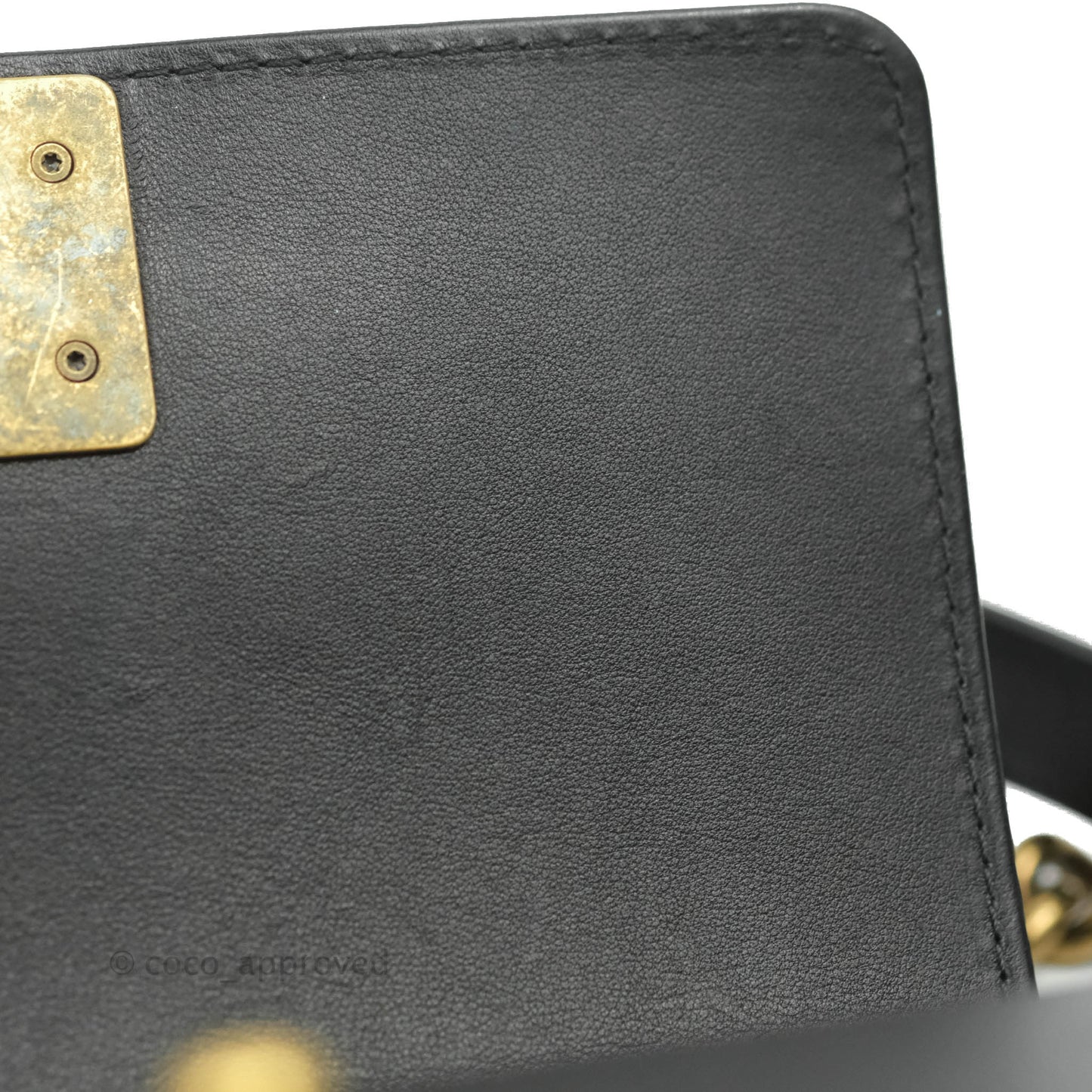 Chanel Small Boy Black Calfskin Aged Gold Hardware