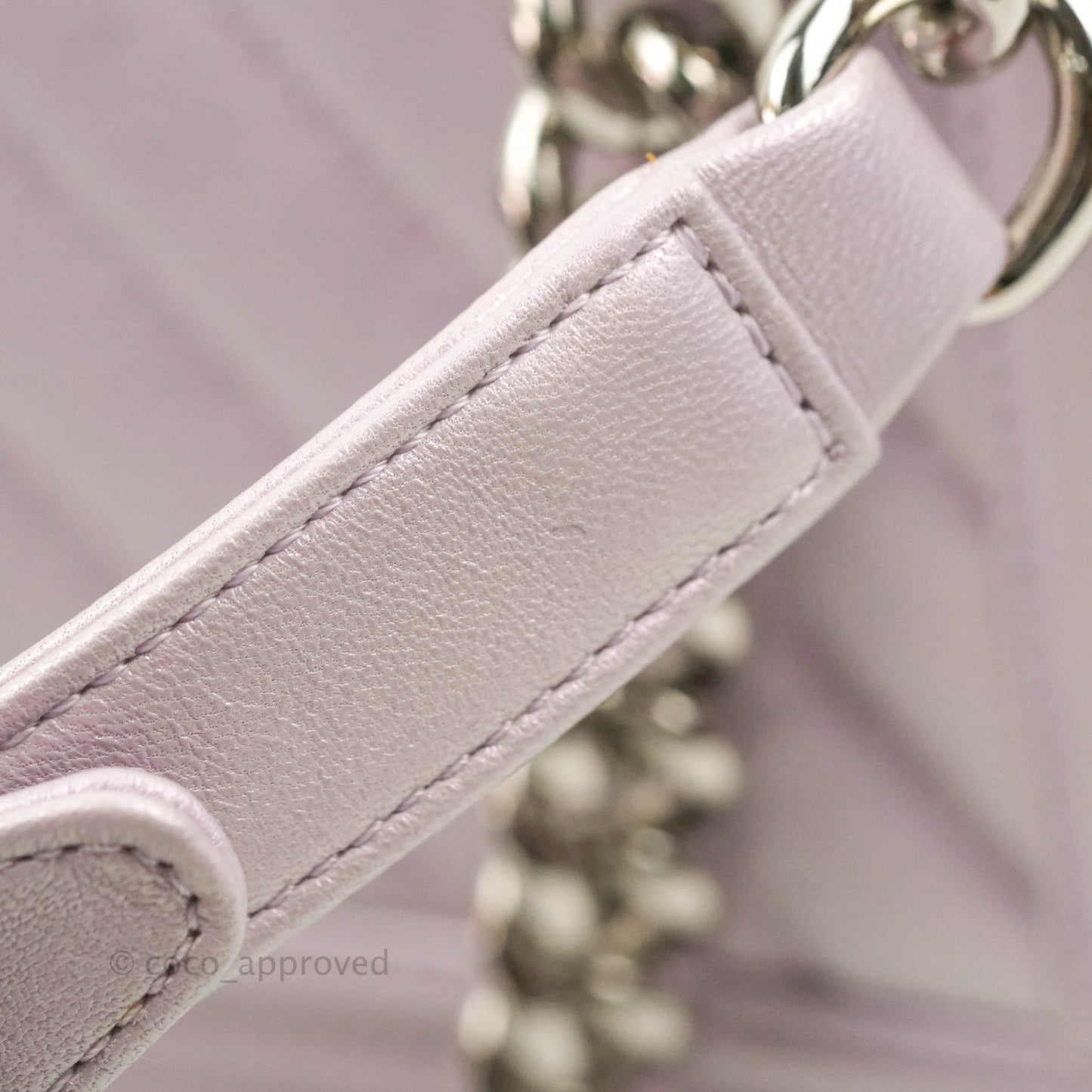 Chanel Medium Boy Chevron Iridescent Lilac Calfskin Silver Hardware