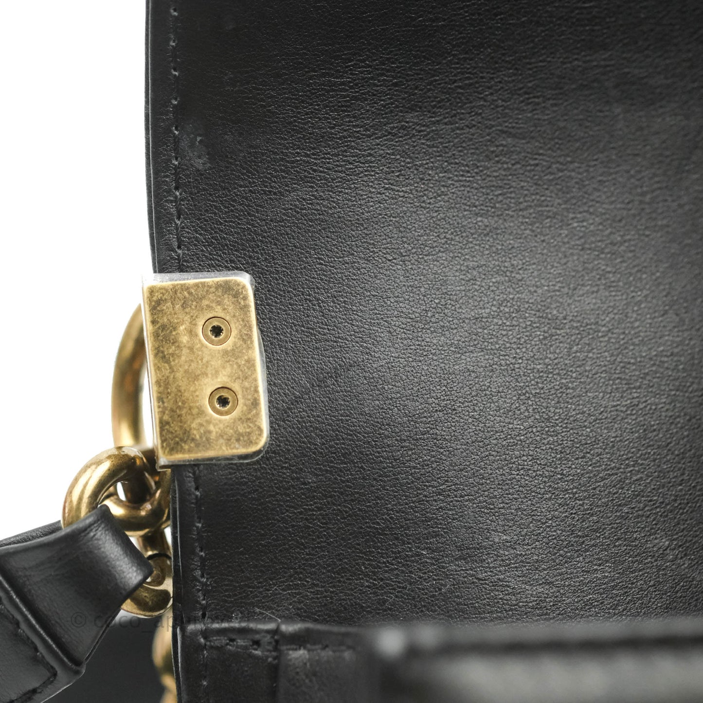 Chanel Small Boy Black Calfskin Aged Gold Hardware