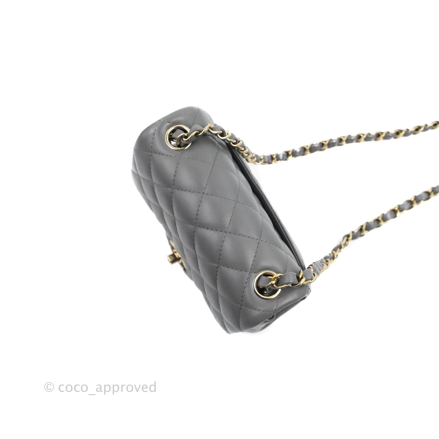 Chanel Quilted Mini Square Dark Grey Lambskin Gold Hardware